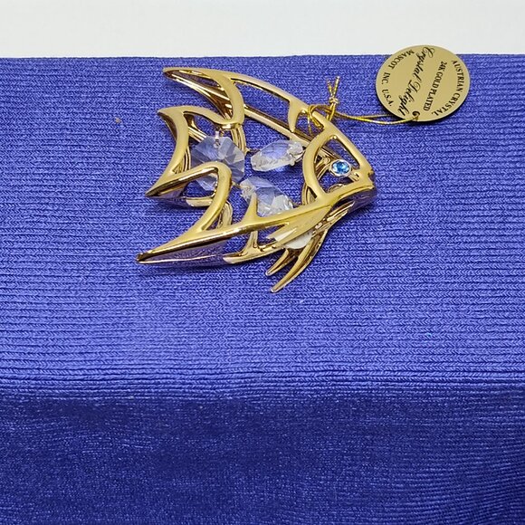 Crystal Delight 24K Gold Plated Angel Fish Suncatcher Austrian Crystals USA 1995 - Picture 3 of 6
